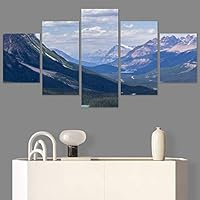 SIGNWIN 5 Panel Canvas Wall Art Aerial Cool Lake Landscape Multicolor Photography Realism Relax/Calm Zen for Home Decorations Ready to Hang - 60