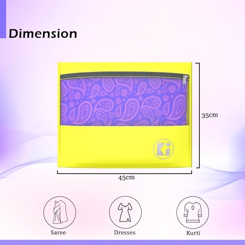 Image of Kuber Industries (Pack of 4) Waterproof Clothes Organizer | Parachute Travel Storage Bag | Saree & Dress Organizer For Wardrobe | Yellow