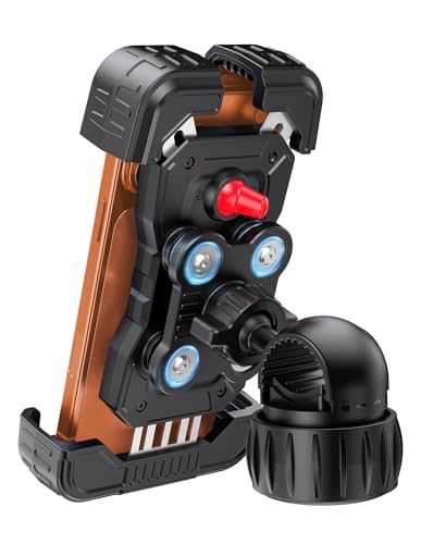 TECKNET Anti-Shake Motorcycle Phone Mount, Dual Vibration Dampener Bike Phone Holder for iPhone 17/16/15/14/13 Series & 4.7–6.8' Phones, Handlebar Cell Phone Holder for Motorcycle/Bicycle/Scooter
