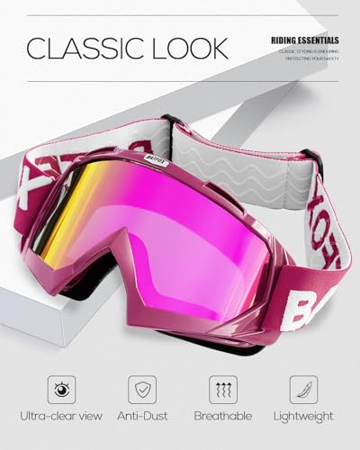 Image of BATFOX Dirt Bike ATV Goggles Motorcycle Gear Riding Motocross Dirtbike 4-Wheeler MX DH Accessories Goggles Glasses for Men Women Youth UV400 Protection Dust-proof Anti-Slip Strap