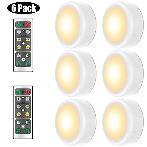 Preisvergleich Produktbild Schrankbeleuchtung LED Nachtlicht, Wuudi LED Intelligentes Energieeffizient 6 pack mit Fernbedienung für Schlafzimmer, Kinderzimmer, Treppe, Flur Batteriebetrieben (Warmes Weiß)