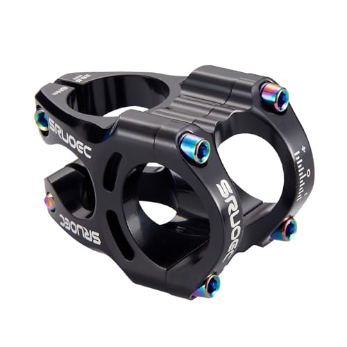 SRUOEC 31.8 * 28.6mm Bike Stems, 35mm Short Handlebar Mountain Bike Stem for Most Bicycle, Fixed Gear, Road Bike, Downhill Bike, Track Bike, MTB, BMX, Cycling, Black