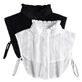 GAZIL 2Pcs Abnehmbarer Schwarz+weißer Jacquard-Kragen für Damen, Elegante falsche Hemdkrageneinsätze, Fake Bluseneinsätze für Pullover, Kleider und Blusen,Damen Accessoire