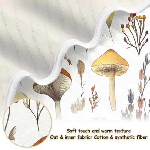 Image of Wild Weeds Mushrooms Baby Swaddle Blanket for Boys and Girls, Muslin Baby Receiving Swaddle Blanket, Soft Cotton Nursery Swaddling Blankets for Newborn Toddler Infant