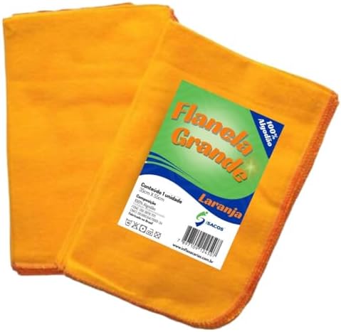 Kit com 6 Flanela Laranja 100% algodão 35x55 Ouro Limpeza Geral A...