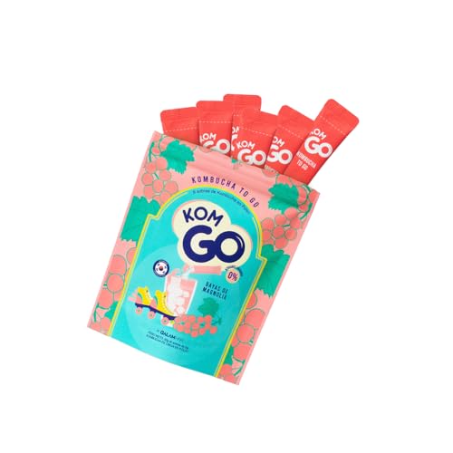 KOMGO I 6 Sobres de Bebida de Kombucha en Polvo Bebida Instantánea con Probióticos y Antioxidantes | Fácil Preparación y Refrescante | Disponible en diferentes sabores. (Baya de Magnolia)