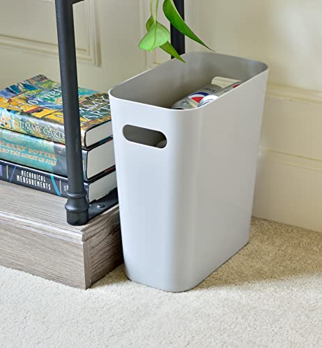 Image of Youngever 2 Pack 3 Gallon Slim Trash Can, Plastic Garbage Container Bin, Trash Bin with Handles for Home Office, Living Room, Study Room, Kitchen, Bathroom (Grey)