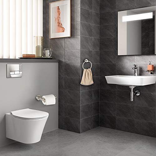 GAPPO Bathroom Hardware Accessories Set Brushed Nickel 2 Piece SUS 304 Stainless Steel Wall Mounted Hand Towel Ring Toilet Paper Holder