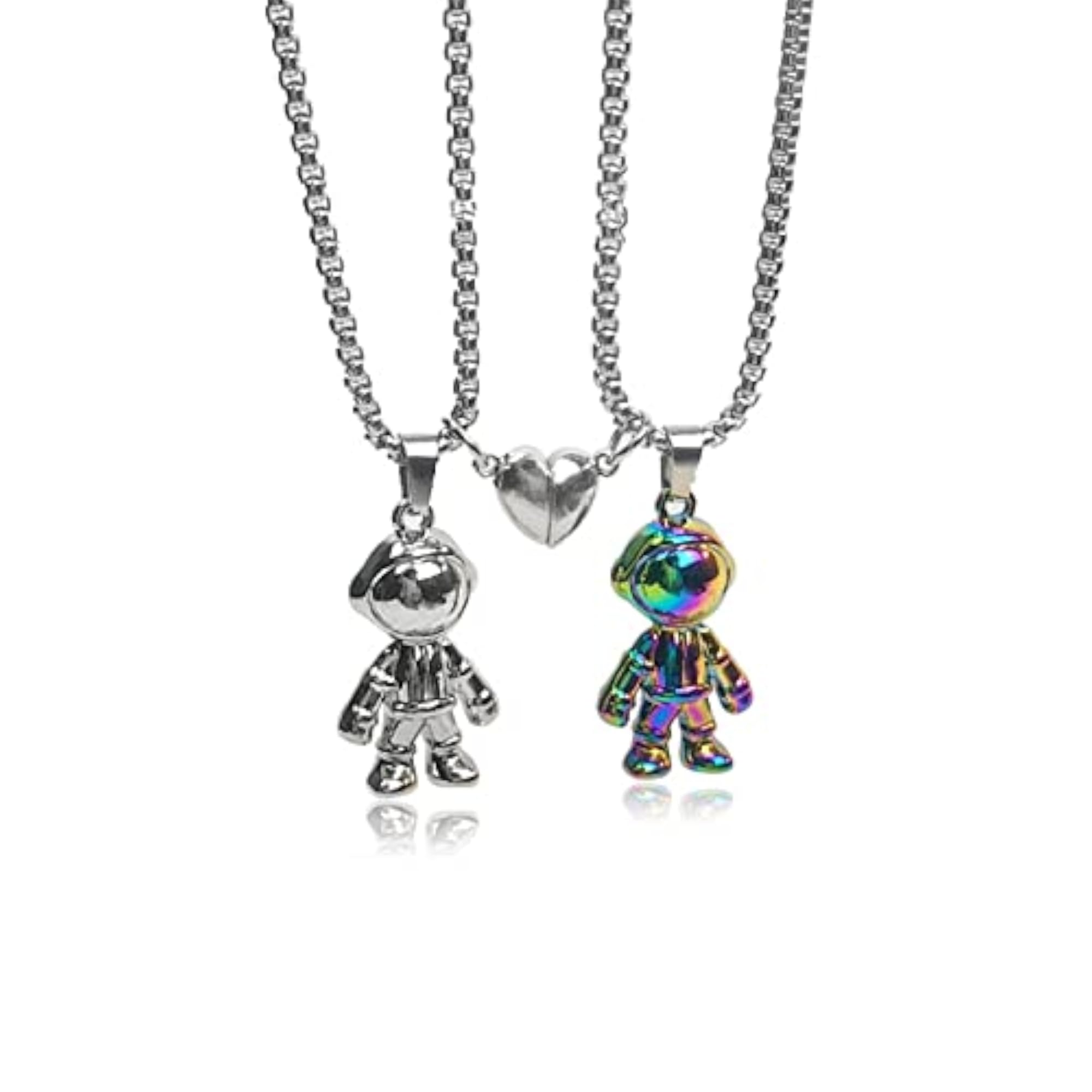2pc Stainless Steel Couples Matching Spaceman Pendant Necklace