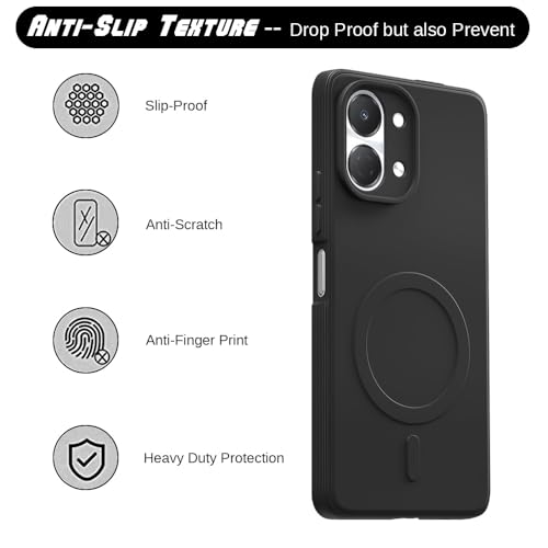 Image of Back Cover Tecno Spark Go 3 4G | MagFit Ring Design (Non-Magnetic) | Shockproof Case | Anti-Slip Grip | Raised Camera Edges | Slim Protective Case for Tecno Spark Go 3 4G (Matte Black)