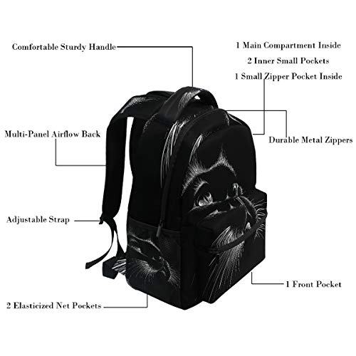 Cute Print Style Cat Black Art Kitten Animal Backpacks Bookbags Daypack Travel School College Bag for Women Girls Men Boys2