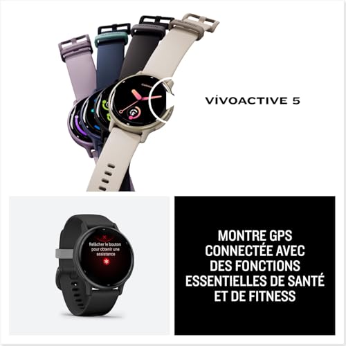 Garmin vívoactive 5 - Montre connectée GPS Sport et santé – Metallic Blue avec Bracelet Bleu Marine