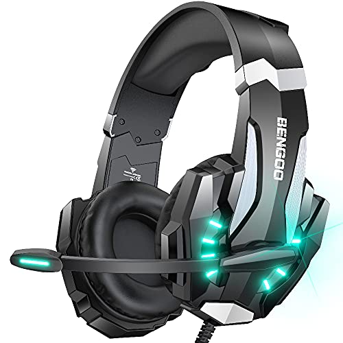 6 👉 BENGOO G9000 Stereo Gaming Headset for PS4 PC Xbox One PS5 Controller, Noise Cancelling Over Ear Headphones with Mic, LED Light, Bass Surround, Soft Memory Earmuffs for Laptop Mac - Black