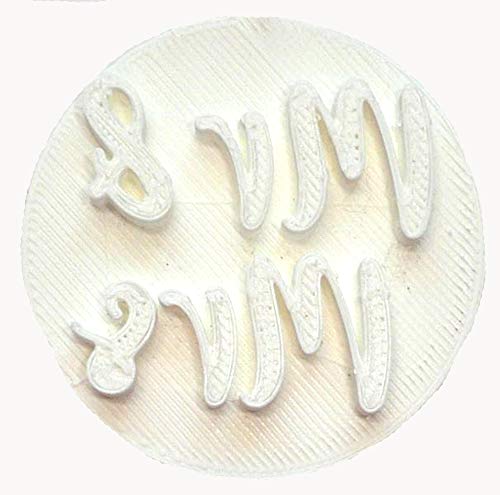 YNG MR AND MRS WORDS FANCY FONT SHOWER WEDDING COOKIE STAMP EMBOSSER BAKING TOOL 3D PRINTED MADE IN USA PR4036 White