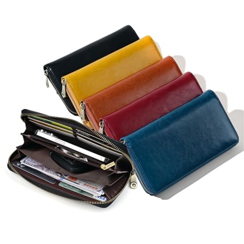 Long Retro Clutch Wallet Soft Leather Simple Wallet Mobile Phone Bag Wallet(Brown)3