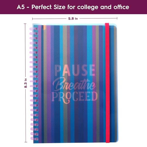 Image of DOODLE Your previous contribution A5 Spiral Notebook - Soft Wiro Binding with Elastic Band & Pen Holder | 160 Ruled Pages | Printed PP Cover | Ideal for School, College & Office - Peaceful Pause