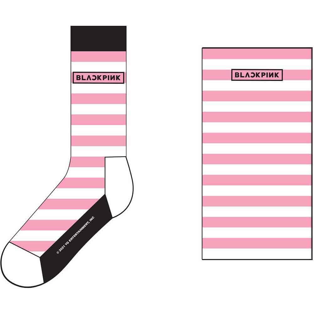 BlackPink Ankle Socks Stripes and Logo Official White (UK SIZE 7-11) One Size
