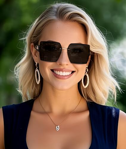 Oversized Sunglasses Womens Rimless Square Large Butterfly Sun Glasses Cute Ladies Sunnies Fashion Shades Vacation SY61263