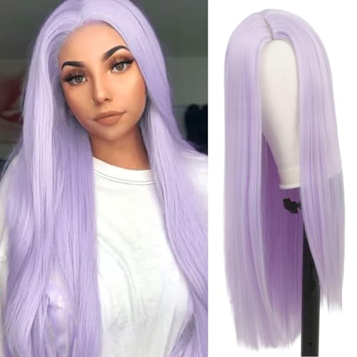Dai Cloud Purple Wigs for Women Long Straight Synthetic Wig 25 Inch Cosplay Women Light Purple Wig Synthetic Heat Resistant Fiber Hair Daily Use