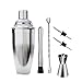 WERTYU Kit Cocktail Barre Bar 6 pcs 550ml kit de mixeur de Cocktail en Acier Inoxydable Bar Barman Shaker Shaker Spoon Tong Outils Ensemble avec Porte-vin (Color : Silver)