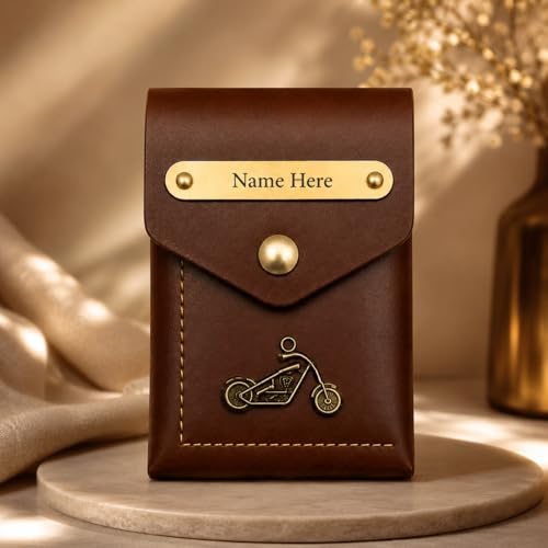 Image of Genuine Leather Vertical Slim Wallet for Men | Pull-String Quick Card Access | RFID Blocking Minimalist Wallet | Compact Front Pocket Wallet with Button Lock (Customized Wallet)