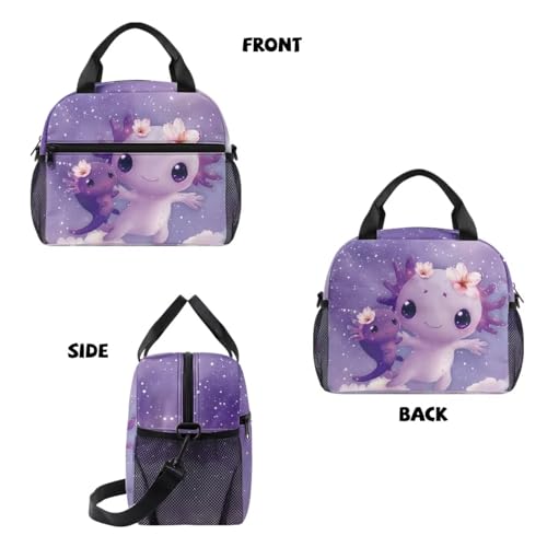 Bolsa de almuerzo de ajolote morado infantil para el picnic del colegio 5