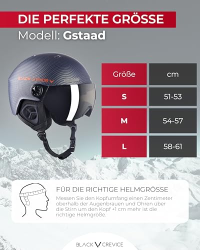 BLACK CREVICE Skihelm Gstaad Mit Visier im Pilotenstyle für Herren & Damen | Aus Polycarbonat |...