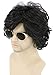Lemarnia Men Wigs Black Short Wavy Fluffy Wig Cosplay Halloween Costume Character Wigs