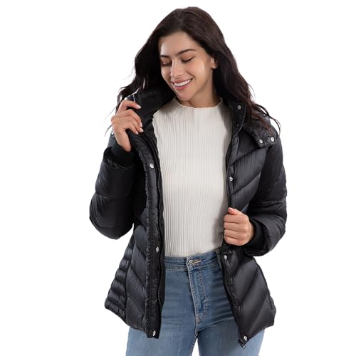 ZMC Thicken Women's Winter Puffer Coat, Warm Hooded Short Puffy Packable Jacket2