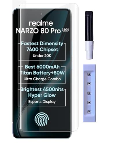 Image of MACLEN Ultra Premium HD Adavnced Glue UV Curved Tempered Glass for Realme Narzo 80 Pro 5G | With HD clearity full curved edge protection and Installation Kit