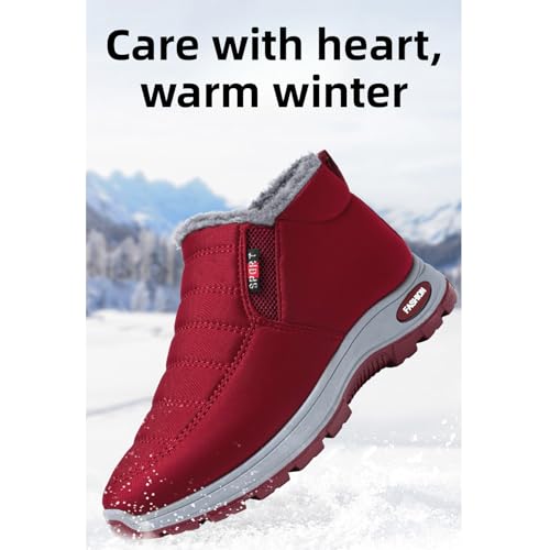 Mens Winter Warm Snow Boots,Casual Lightweight Furry Lining Thermal Winter Shoes,with Arch Support,Outdoor Slip On Waterproof Hiking Boots2