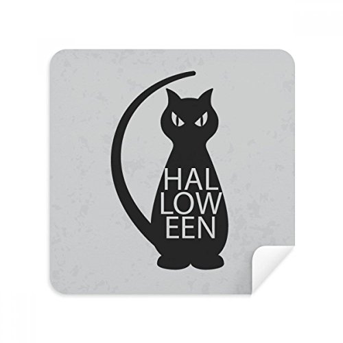 Écran propre sans rayure grâce au chiffon suède chat noir Halloween de lunettes