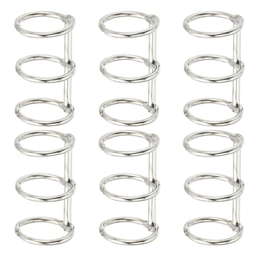PATIKIL 3 Rings Metal Loose Leaf Binding with 25 mm ID Book Binding for Diary Photo Album Notebook, White, 6 Pcs