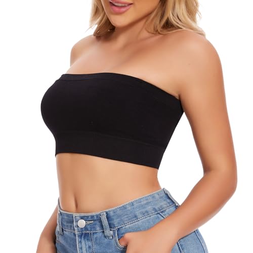 Image of JOYSHAPER Strapless Bras for Women Seamless Padded Bandeau Bra Wireless Tube Top Bralette Comfort Tube Bra