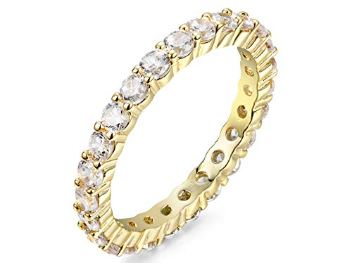 NYC Sterling 2.50mm Gold Sterling Silver 925 Cubic Zirconia Eternity Engagement Wedding Band Ring (7)
