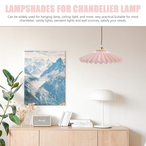 Image of Angoily Ceramic Lampshade 7.87X7.87X2.16 Inch White Pendant Light Cover Replacement for Ceiling Lamp Shade Chandelier Suitable for Dining Room Bar Bedroom
