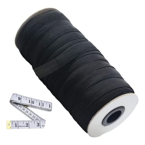 Abbaoww 70 Yards Black Elastic Band 1/2 Inch Wide, Stretch Elastic Cord Elastic Band for Sewing DIY Projects Cover