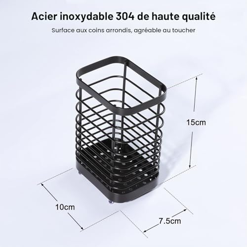 Toski Panier à Couverts en Acier Inoxydable, Noir Petit Panier à Couverts – vue 6