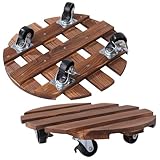 (アウプル) 植木鉢台 2個セット植木鉢 受け皿 可動式 丸い木の植木鉢トロリー 360°ロック可能なキャスター フラワーポット、ジューシーポット用 庭用（３０＊８ｃｍ）