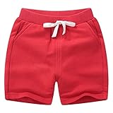 HDLEXD Unisex Baby Boys Girls Summer Solid Color Cotton Sport Jogger Shorts Casual Elastic Waist Active Shorts Pants Red 12 Months