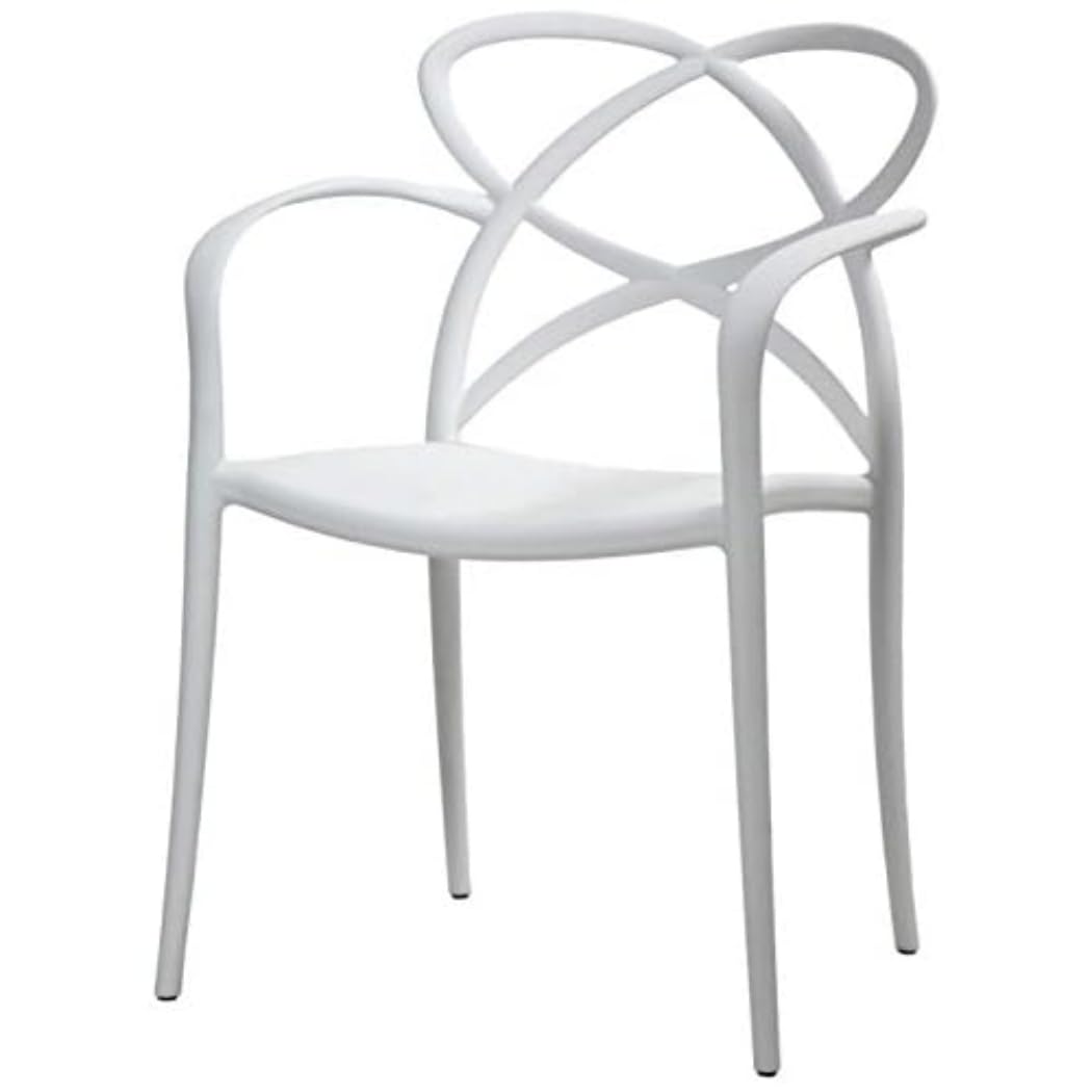 KONTE.DESIGN Set di 2 poltroncine LONG ISLAND in polipropilene bianco, schienale intrecciato, con braccioli, 52 x 57 x 81 cm
