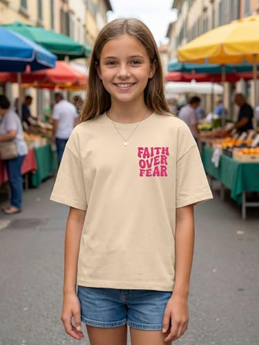 Image of Christian Shirts for Girls Faith Over Fear Shirt Religious Tees