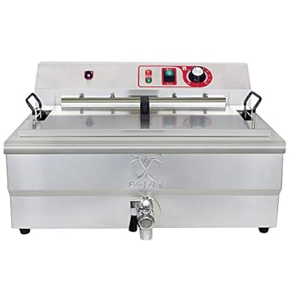 Beeketal 'BWF-200P' Profi Gastronomie Kaltzonen Fritteuse/Fettbackgerät mit seitlichem Abtropfgitter (20l Volumen für max. 14l Öl) Edelstahl Gastro Friteuse mit Doppelheizspirale und Fettablaufhahn