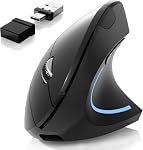 Ergonomic Mouse Wireless Bluetooth Rechargeable Vertical Mouse (Bluetooth 5.2+ USB-A & USB-C Receiver) Mode with 6 Buttons 3DPI, Comfortable Grip Optical Mice for Laptop/PC/Tablet/MacBook/Computer