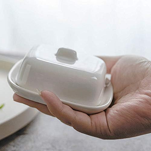 Miniatura 6 de Sizikato Mantequillera pequeña de porcelana blanca pura con tapa