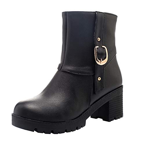 Zapatos informales con cremallera lateral para mujer, botas de nieve con hebilla de cinturón NDGDA