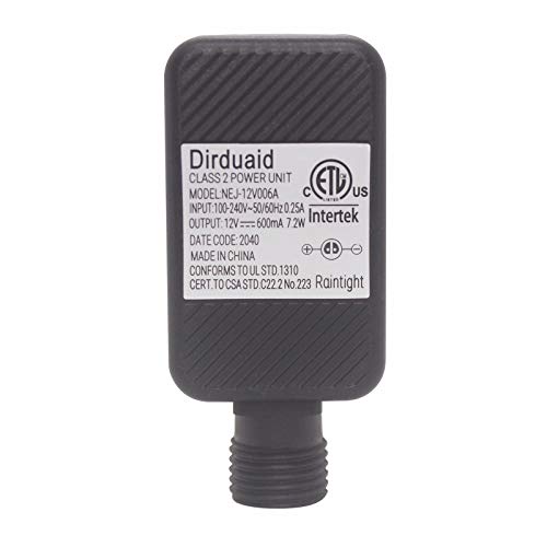 Image of Dirduaid LED Transformer 12V 0.6A Inflatable Power Adapter Class 2 Power Unit, IP44 Low Voltage Transformer US Plug for String Light, Inflatable Decoration (12V7.2W)