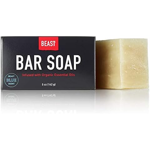 Beast Blue All-Natural Bar Soap 5oz 142 g - Shampoo & Body Bar - Organic Essential Oils 100% Vegan Cruelty SLS Sulfate Paraben Free Made in USA - Coconut Olive Almond Rainforest Alliance Certified Cover