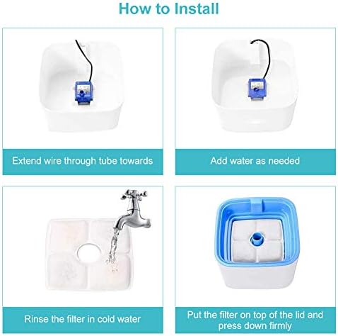 Miniatura 7 de Sumergible para fuente de mascotas, bomba de fuente para mascotas de 12 V, potente fuente de repuesto para mascotas con cable de alimentación de 5.9