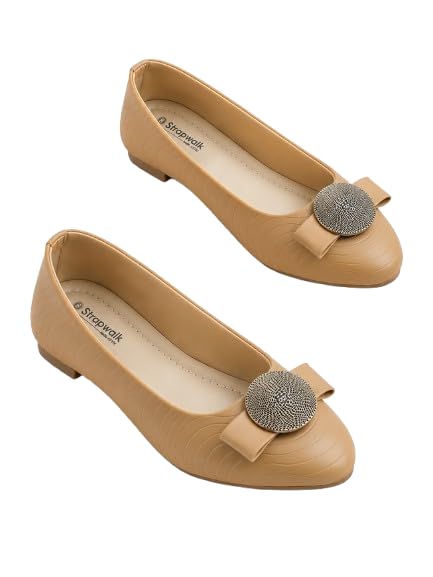 Women’s Ballet Flats with Rhinestone Bow Accent | Comfortable Slip-On Bellies for Women | Soft Cushioned Insole | Lightweight Casual Office Flat Shoes-image-49